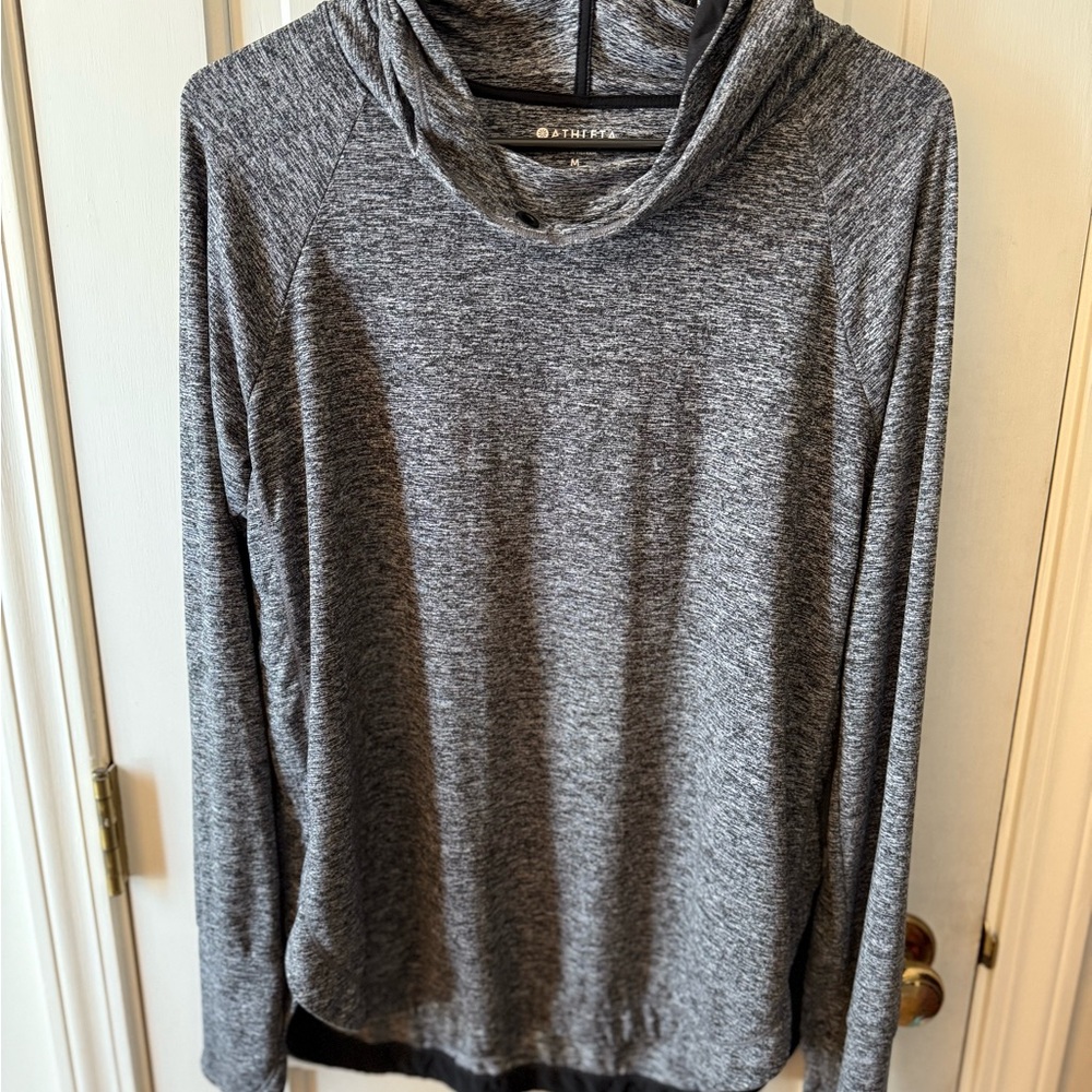 Athleta Heathered Gray Hooded Top
